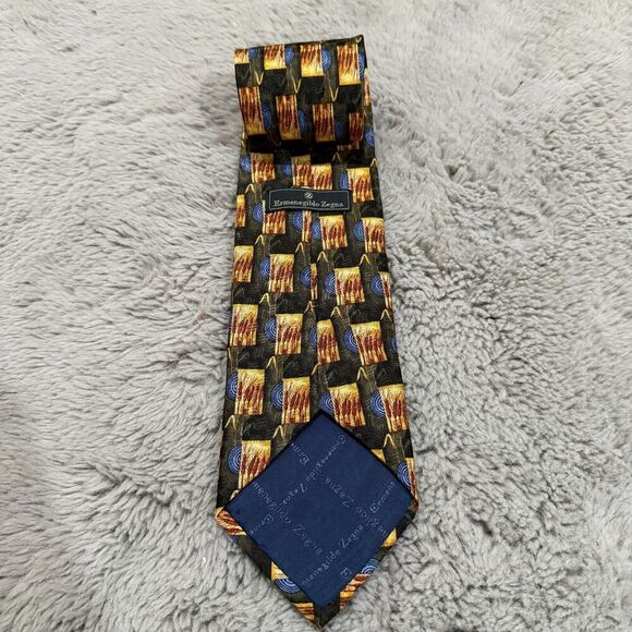 Ermenegildo Zegna Vintage‎ Mens Tie 100% SILK 90's YELLOW Flower - Picture 7 of 7
